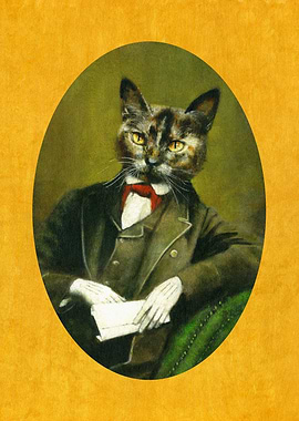 Victorian Gentleman Cat On Gold