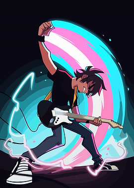 Guitarist with Trans Flag