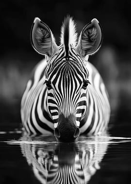 Zebra Drinking Water