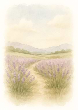 Lavender Field Watercolor