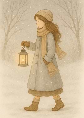 Girl Walking in Winter