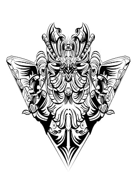 kitsuni warior vintage lineart