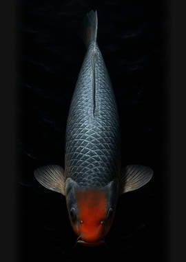 Black and Red Koi Fish - Koi Carp Portrait
