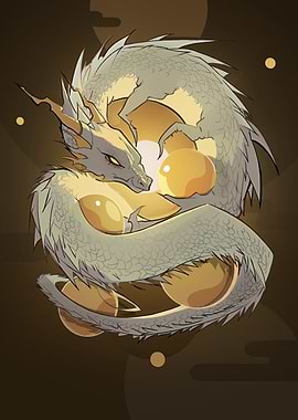 AVARICE : White Dragon with Golden Orbs