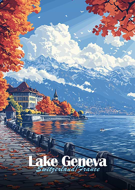Lake Geneva Autumn Landscape