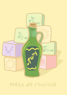 Olive Oil Bottle Illustration