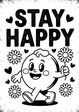 Stay Happy Cartoon