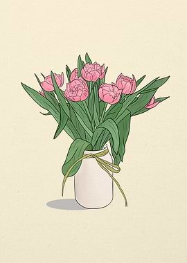 Pink Tulips in Vase
