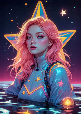 Pink-Haired Girl in Space