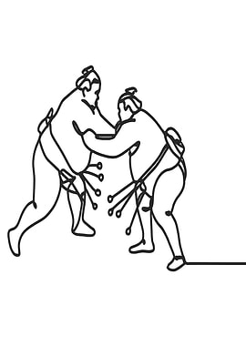 Sumo Wrestlers Line Art