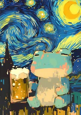 Frog Under Starry Night