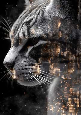 Digital Cat Portrait Animal
