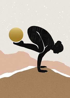 Yoga Silhouette with Gold Sphere