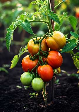 Ripe Tomatoes on Vine