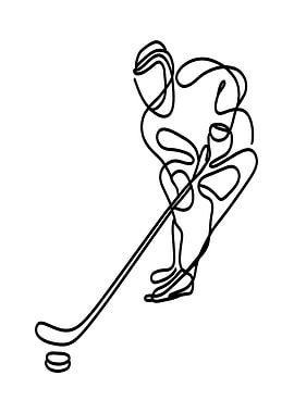 Hockey Player Line Art