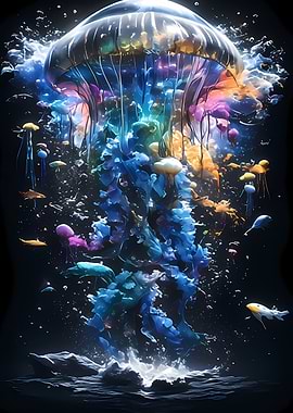 Colorful Jellyfish Art Animal