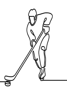 Hockey Player Line Art