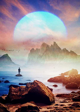 One With the Infinite – Surreal Sci-Fi Ocean Scene of Clarity