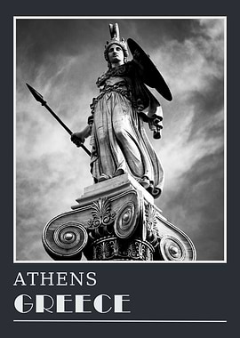 Athena Statue in Athens Photo Travel Poster