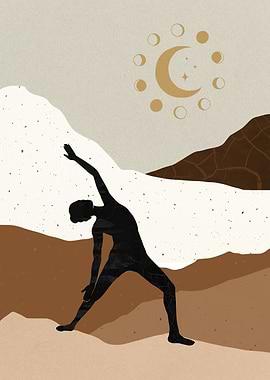 Yoga Silhouette with Moon Phases