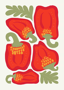 Red Bell Peppers Illustration