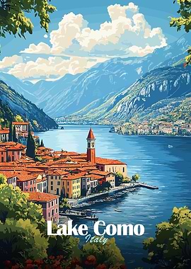 Lake Como Italy Vintage Poster