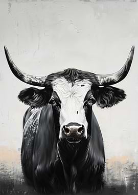 Black and White Bull Portrait