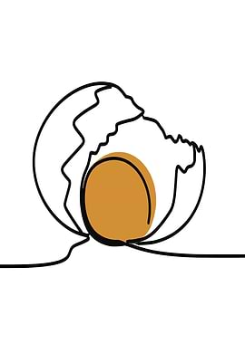 One Line Egg Art