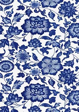 Blue and White Floral Pattern