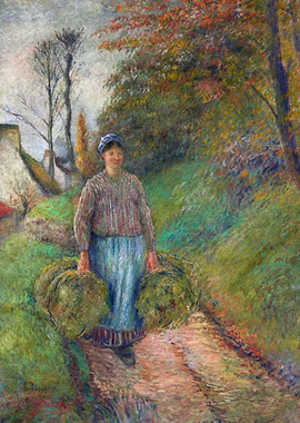 Peasant Woman Carrying Two Bundles of Hay
