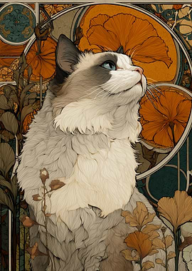 Art Deco Cat Portrait