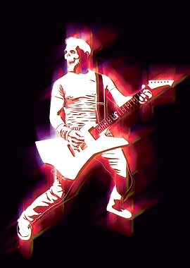 Skull Face Heavy Metal Guitarist