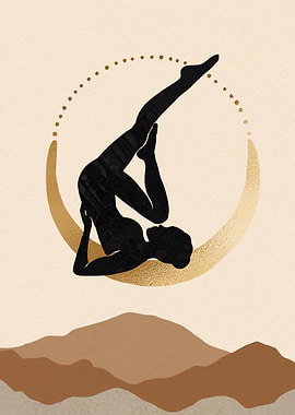 Yoga Silhouette with Moon