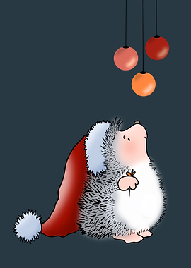 Hedgehog in Santa Hat