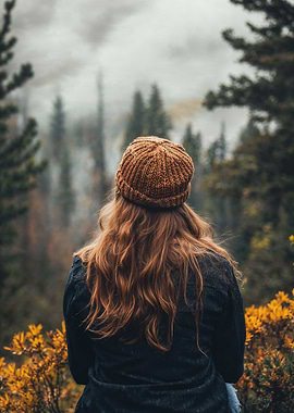 Woman in Forest Fog