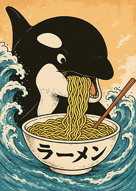 Orca Ramen Poster - Eating Ramen