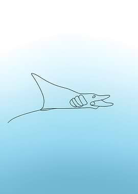 Minimalist Manta Ray Line Art
