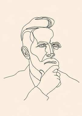 Minimalist Line Art Man Portrait