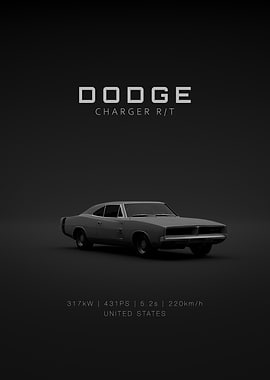 Front Dodge Charger RT 1969 - Grey Specs
