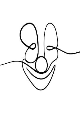 One Line Clown Face