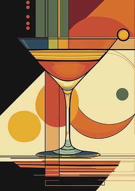 Geometric Martini Glass Abstract Art