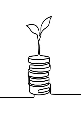 Plant Growing from Coins