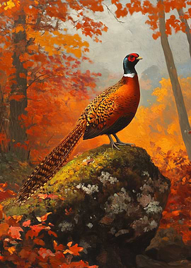 Pheasant in Autumn Woods