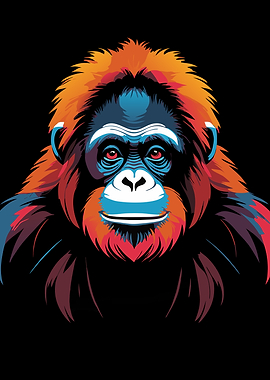 Colorful Orangutan Portrait