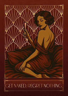 Art Deco Woman with Wine