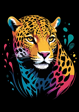 Leopard Face Colorful Art