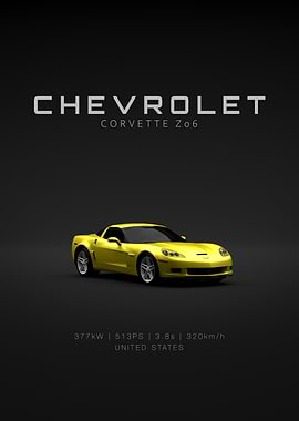 Front Chevrolet Corvette C6 Z06 Yellow Specs