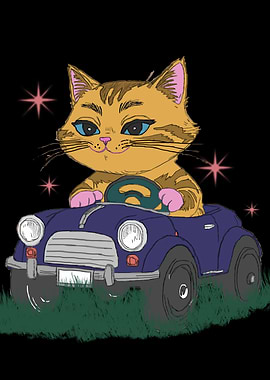 Cat Driving a Car