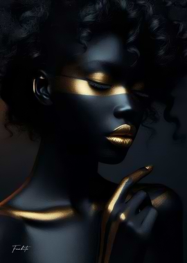 Black and Gold Portrait of a woman