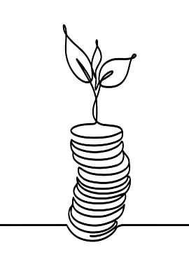 Plant Growing from Coins